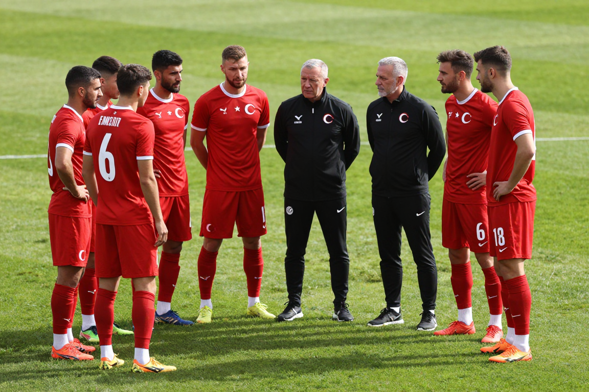 Türk futbolcuların Manastır'da taktik çalıştığı sahne