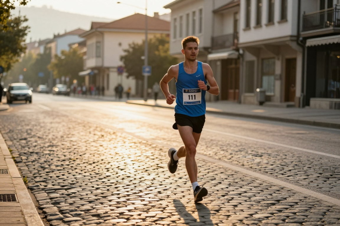 Skopje Maratonu koşucusu sokaklarda