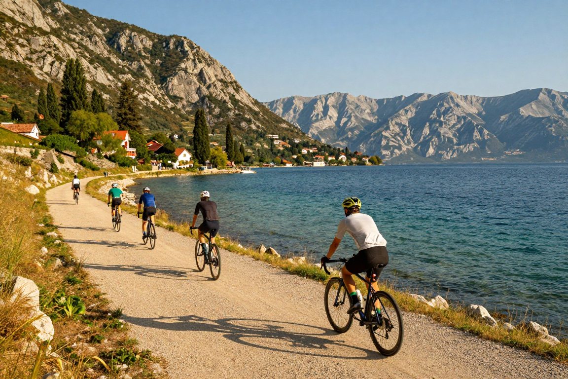 Ohrid Gölü bisiklet yolu ve manzara