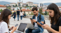 Makedonya'nın başkenti Skopje'de internet ve mobil hat kullanımı