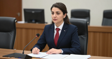 Yeminli tercüman, mahkeme salonunda resmi belgeleri tercüme ediyor