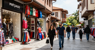 Makedonya'nın başkenti Skopje'de Türk giyim markalarının mağazaları ve alışveriş ortamı