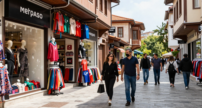 Makedonya'nın başkenti Skopje'de Türk giyim markalarının mağazaları ve alışveriş ortamı