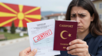 Türkiye'den Makedonya'ya giden bir kişi, vize başvurusunda reddedildiğinde şaşkınlıkla duruyor