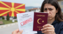 Türkiye'den Makedonya'ya giden bir kişi, vize başvurusunda reddedildiğinde şaşkınlıkla duruyor