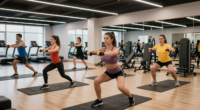 Üsküp'te spor yapan Türk vatandaşları ile dolu modern bir fitness salonu iç mekanı